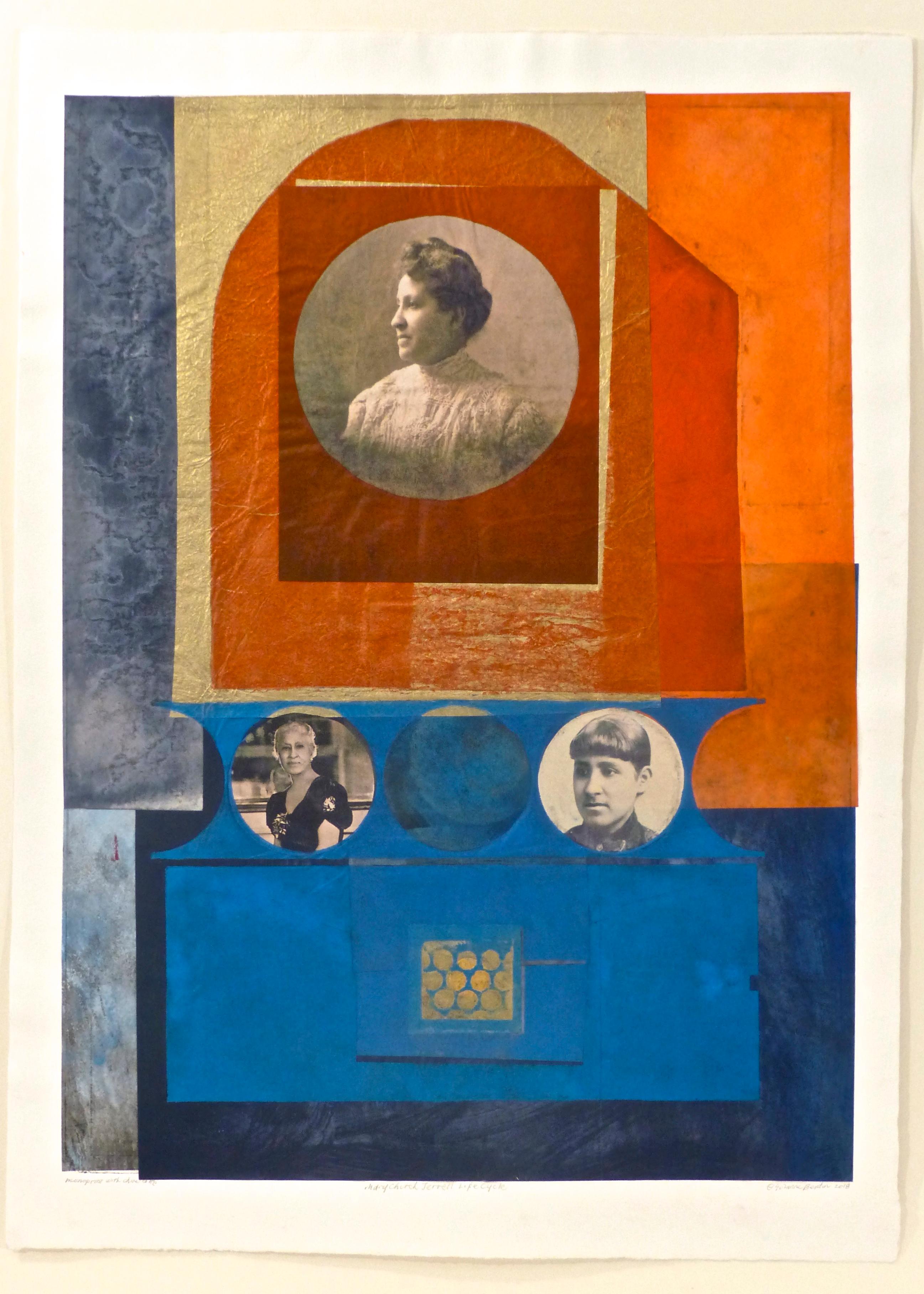 Benton_Mary Church Terrell Life Cycle_monoprint, collage, Oberlin College Women
