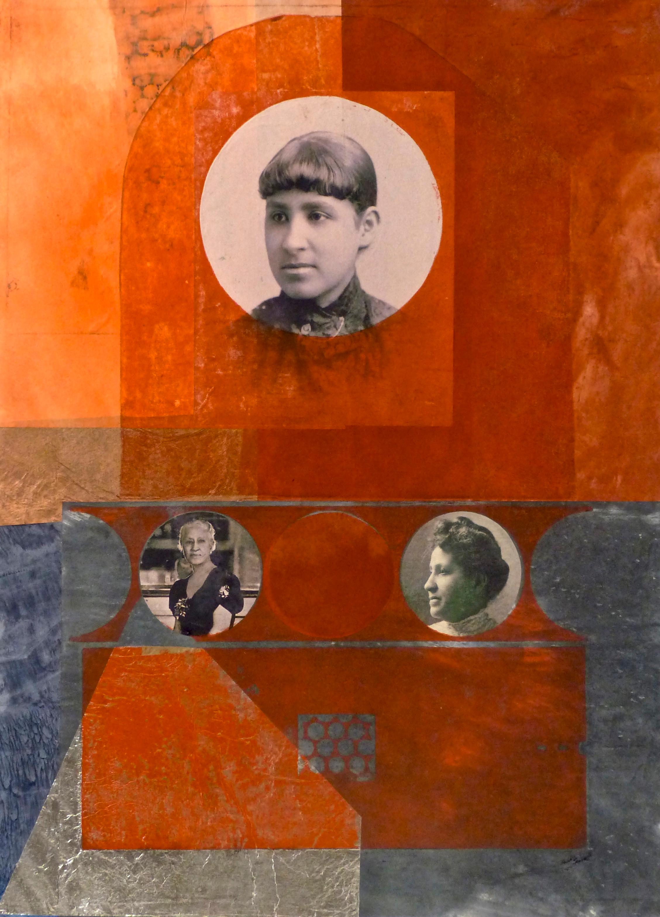 Benton_Mary Church Terrell Over Time_monoprint and collage, Oberlin College Women - Mixed Media Art by Suzanne Benton