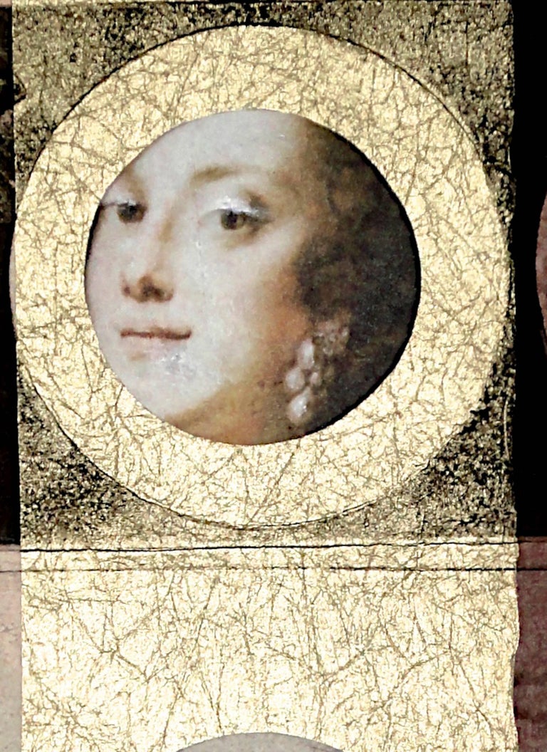 Suzanne Benton, Rosalba, 2014, Monoprint with chine colle_ 10 x 8 inches - Beige Portrait Print by Suzanne Benton