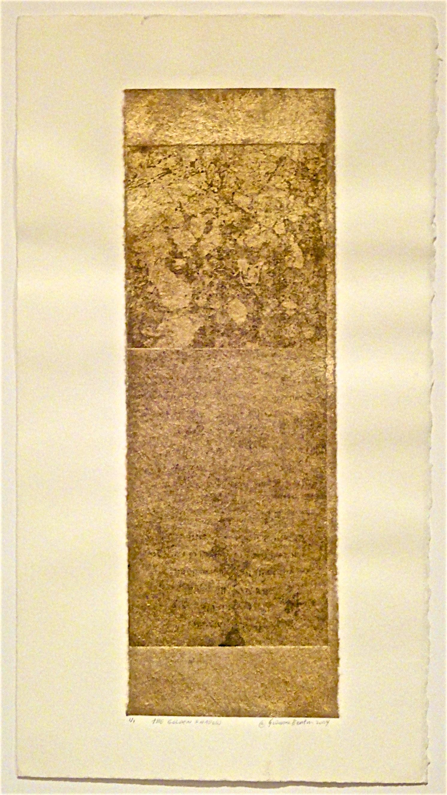 Suzanne Benton_The Golden Shadow_2004_ etching with chine colle__ 12 x 4 inches