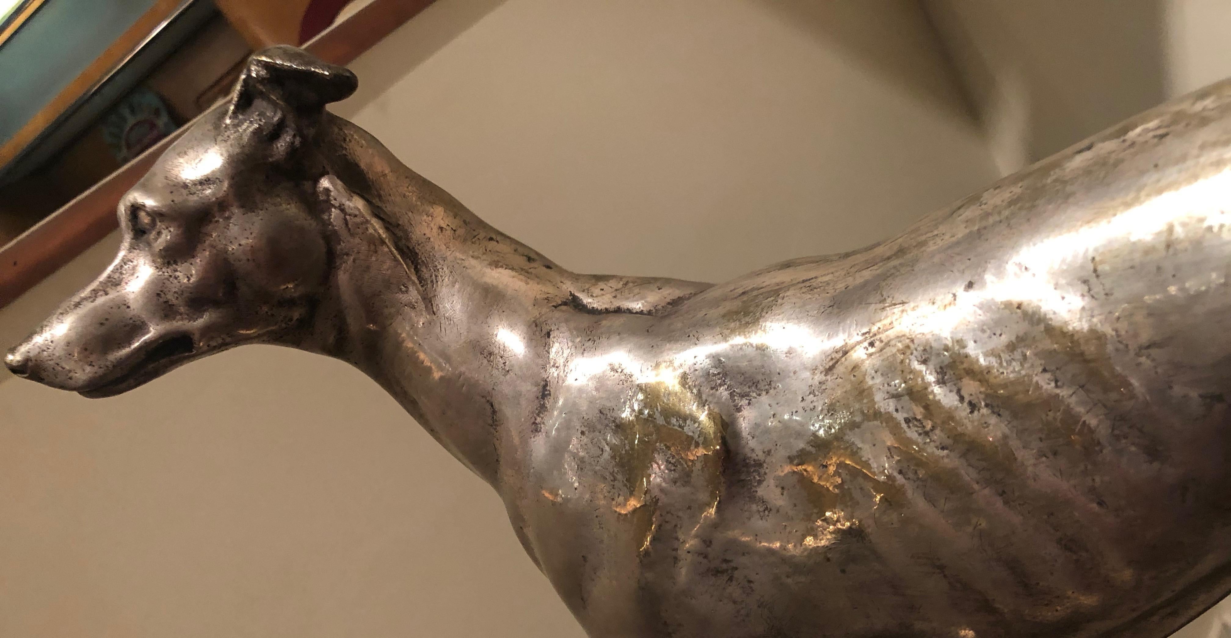 Art Deco Greyhound Dogs Bronze Sculpture Statue by S. Bizard For Sale 7