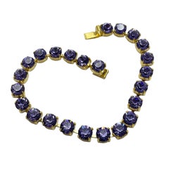 SUZANNE BJONTEGARD signed gold amethyst glass heart designer bracelet