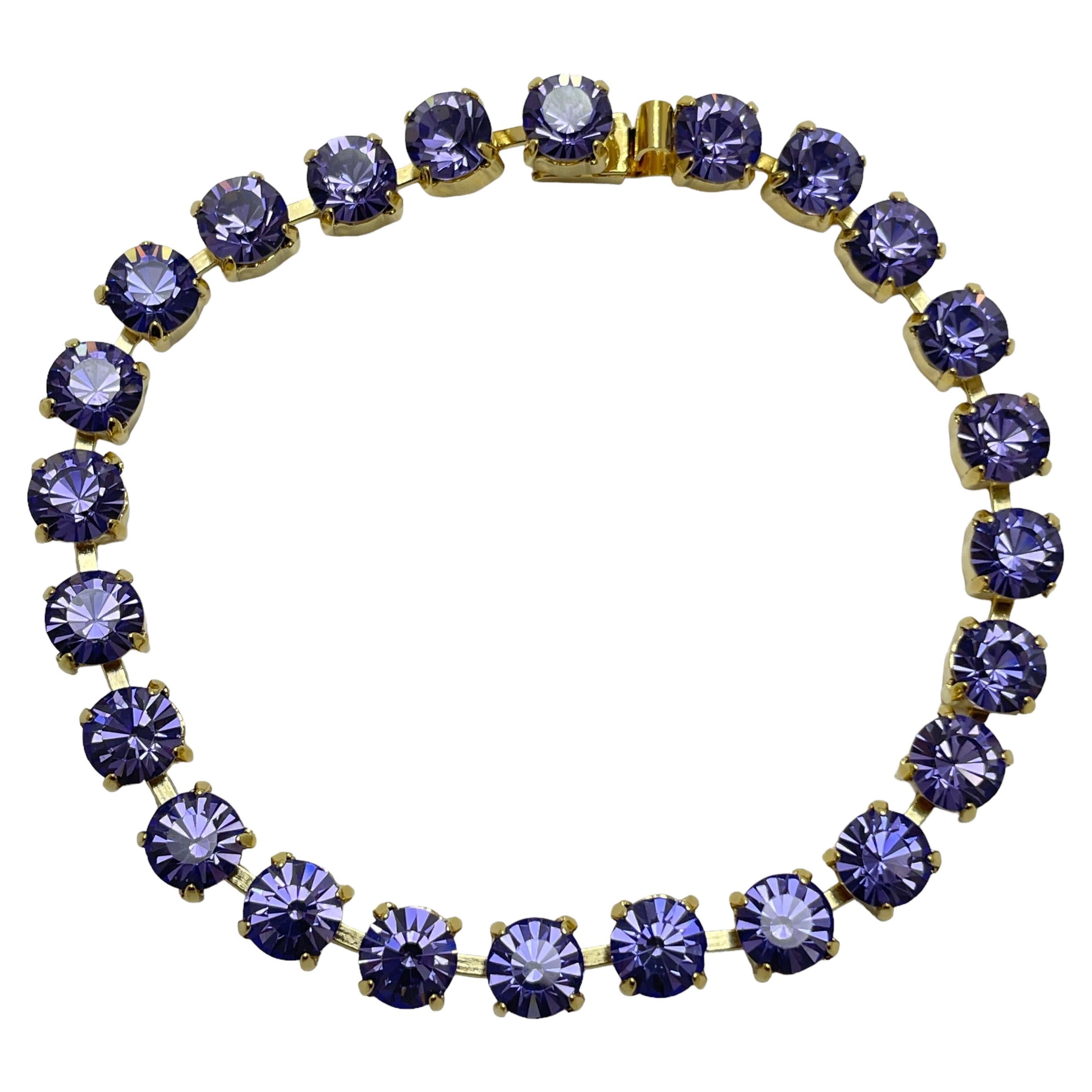 SUZANNE BJONTEGARD signed gold amethyst glass heart designer bracelet For Sale