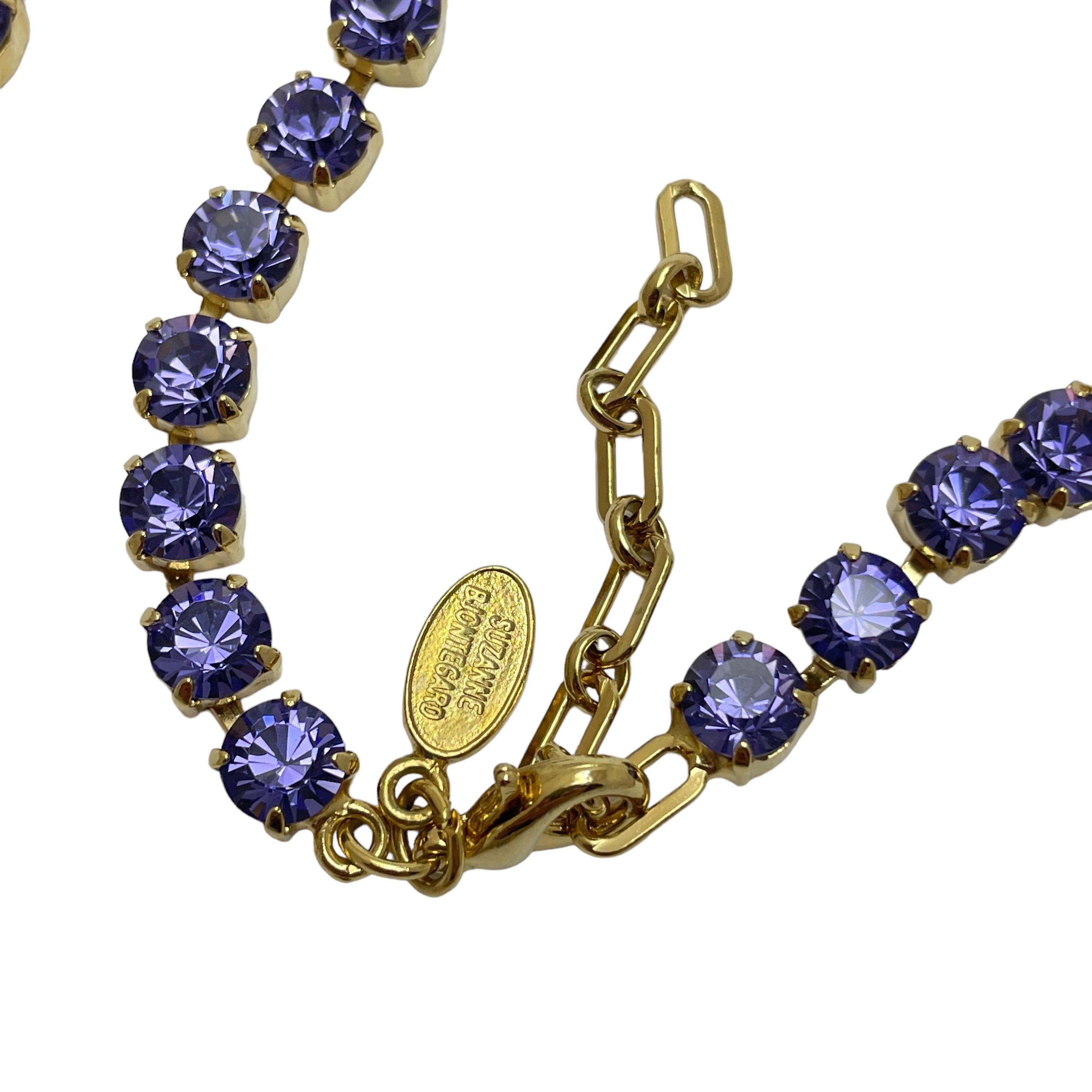 SUZANNE BJONTEGARD signed gold amethyst glass heart designer necklace In Good Condition For Sale In Palos Hills, IL