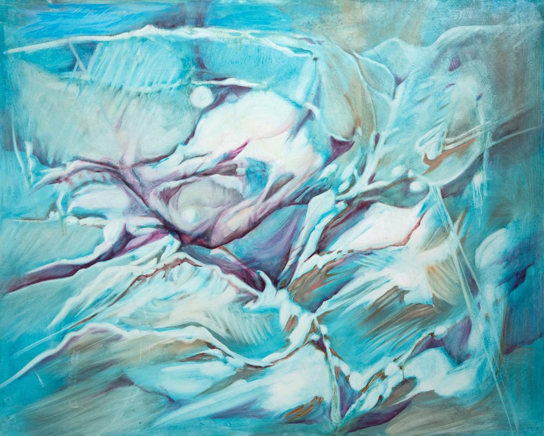 Dans les profondeurs de la mer    Composition abstraite multicolore bleue et blanche n° 71978 - Painting de Suzanne Bloomfield
