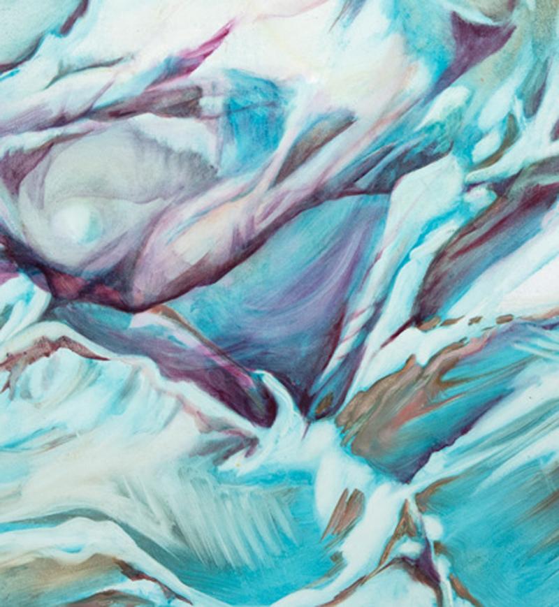 Dans les profondeurs de la mer    Composition abstraite multicolore bleue et blanche n° 71978 - Abstrait Painting par Suzanne Bloomfield