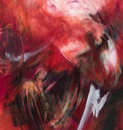 "Quickening" Donna Artista Espressionista Astratto 1970 Rosso Nero Bianco GRANDE OLIO