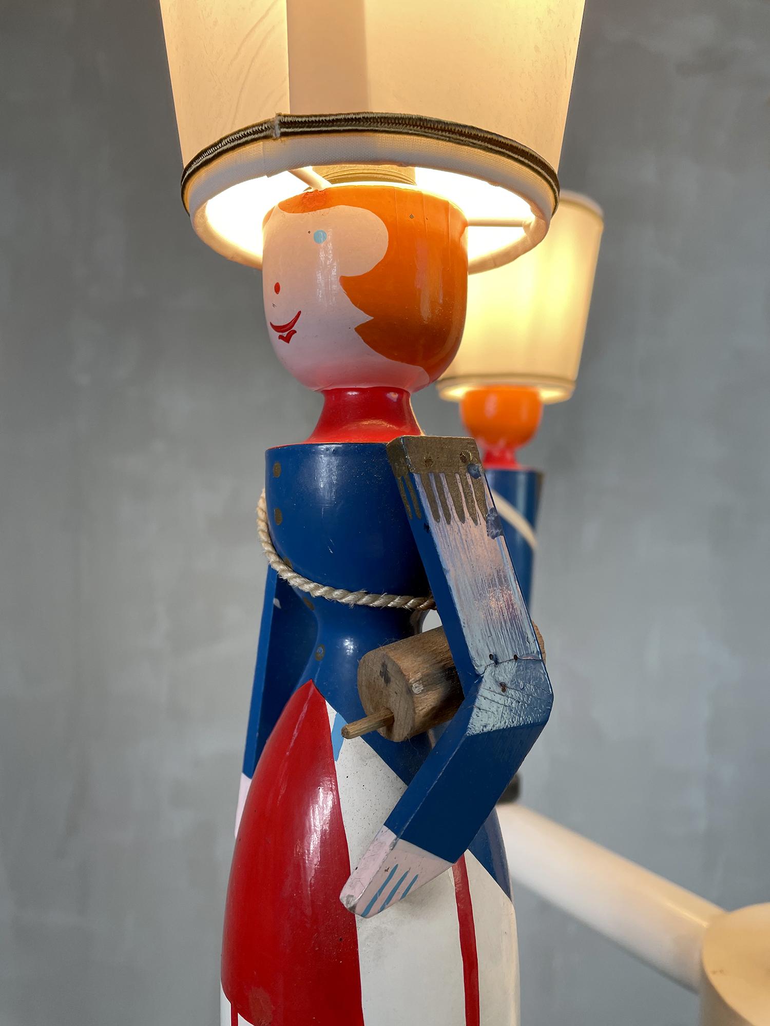 Wood Suzanne Guiguichon, 4-Light Chandelier, France, 1950 For Sale