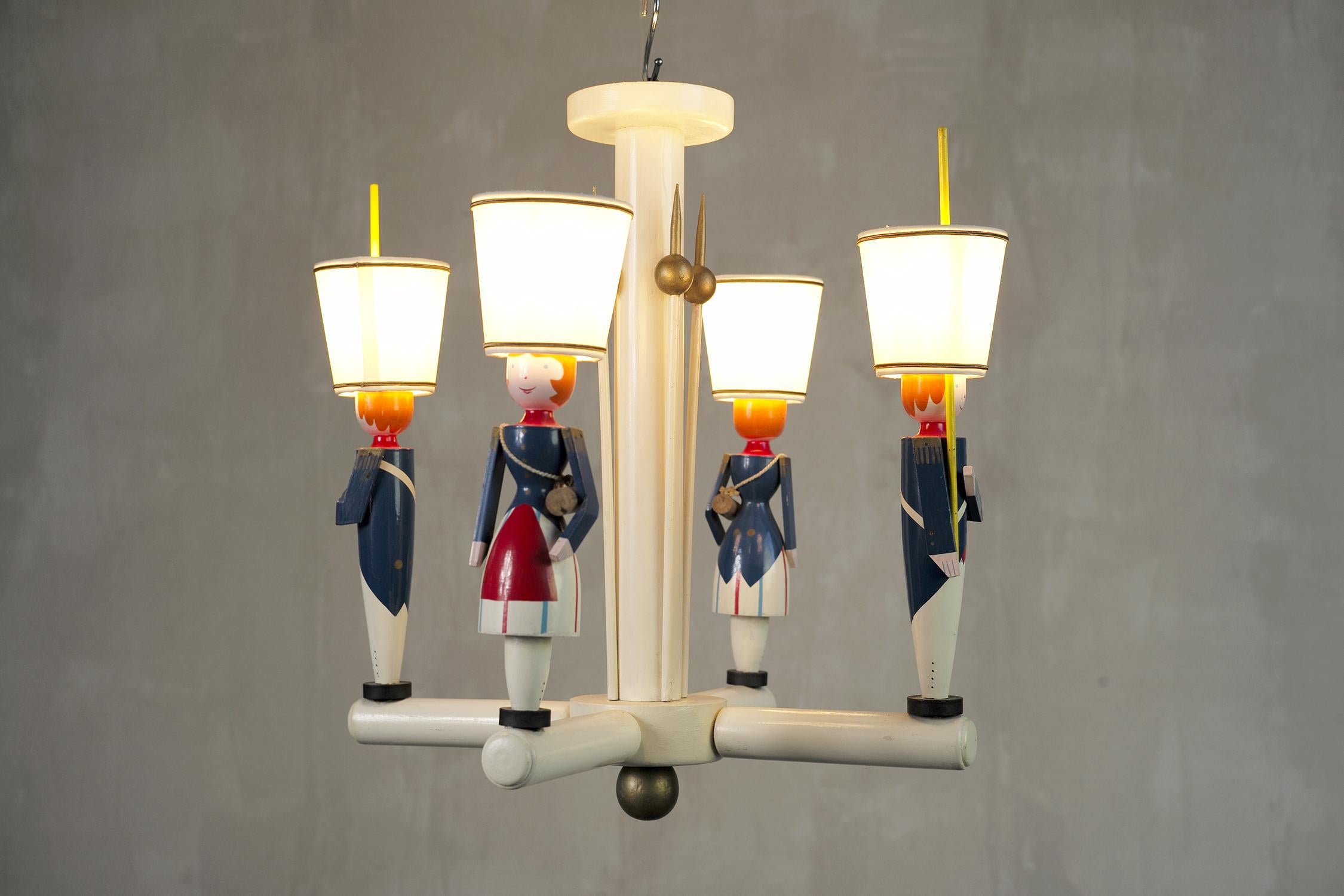 Early 20th Century Suzanne Guiguichon, 4-Light Chandelier, France, 1950 For Sale