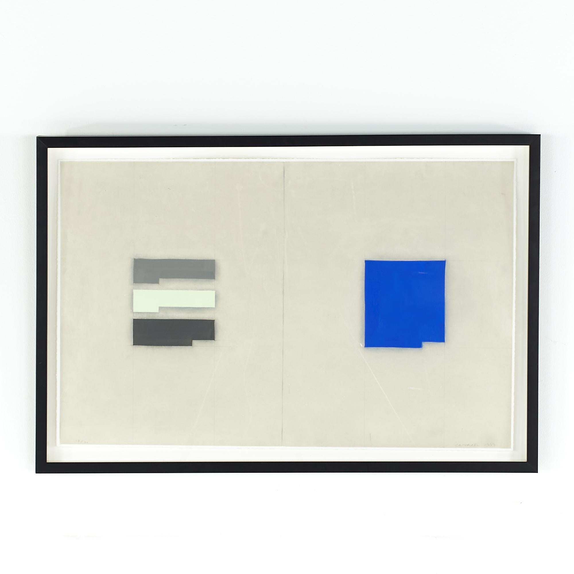 Mid-Century Modern Suzanne Caporael Mid Century Elements of Pigment Etching with Gouache and Pencil For Sale
