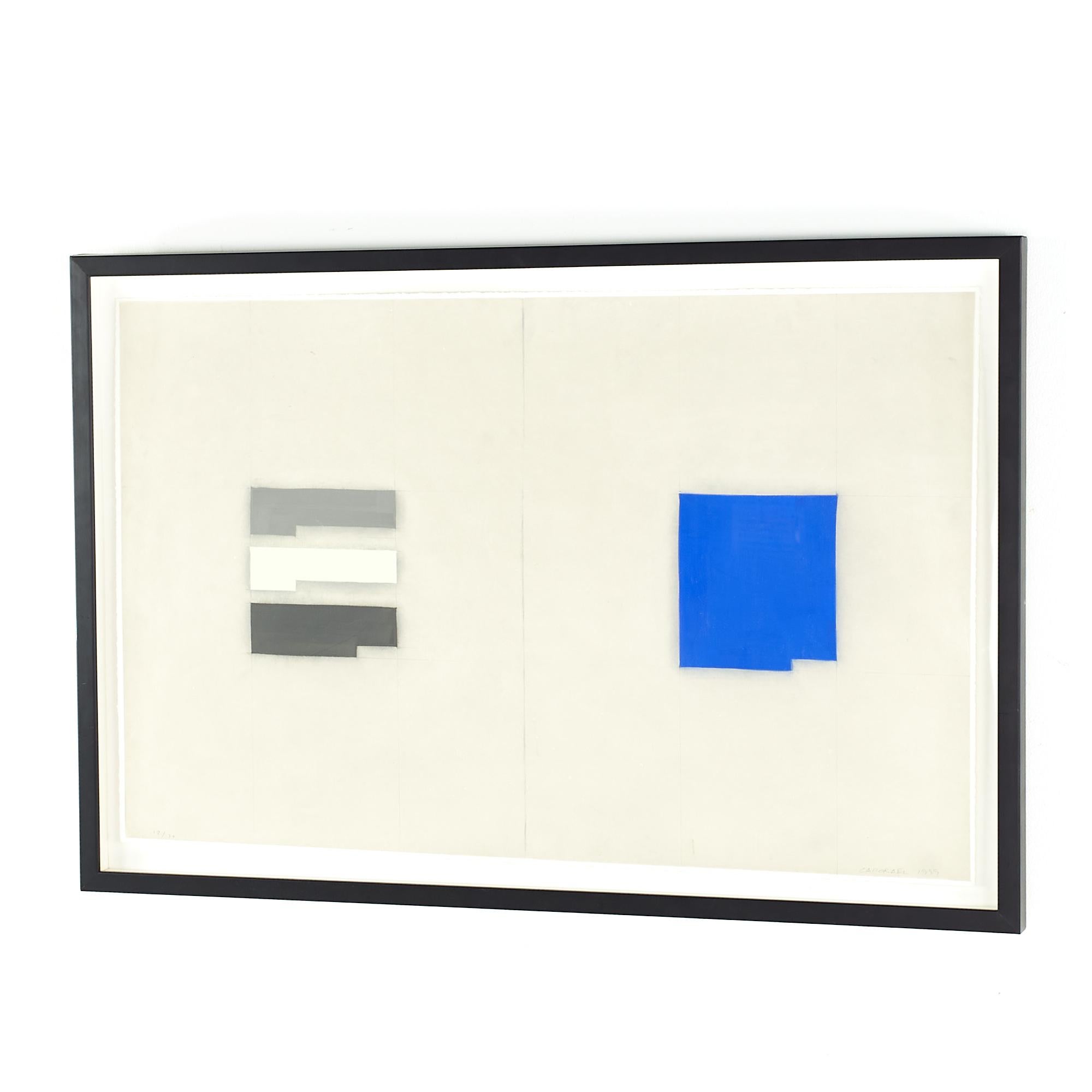 American Suzanne Caporael Mid Century Elements of Pigment Etching with Gouache and Pencil For Sale