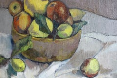 Vintage Still Life Oil Painting of Apples and Lemons, Fruit impressionist Art