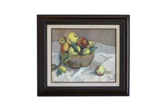 Vintage Still Life Oil Painting of Apples and Lemons, Fruit impressionist Art