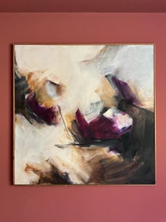 Suzanne Conche, artista francese (nata nel 1903) – Grande quadro astratto a olio su tela, 1970 circa