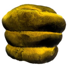 Suzanne Couture Millinery Oversized Yellow and Black Chinchilla Fur Beehive Hat