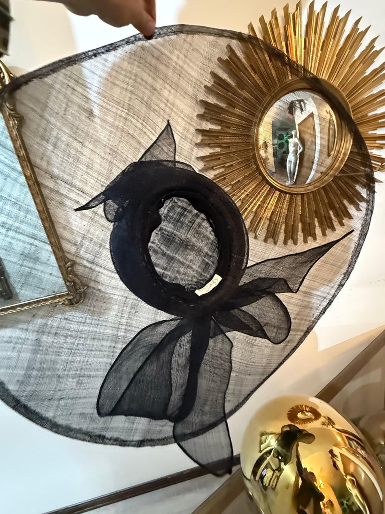 Suzanne Couture Millinery Very Sheer Black Straw Wide-Brim  display picture 2