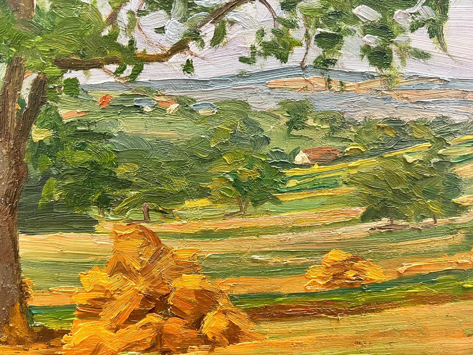 1930's French Post Impressionist Oil Painting Haystack under Tree Landscape  For Sale 1