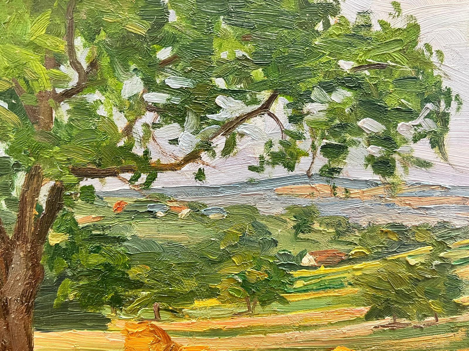 1930's French Post Impressionist Oil Painting Haystack under Tree Landscape  For Sale 2