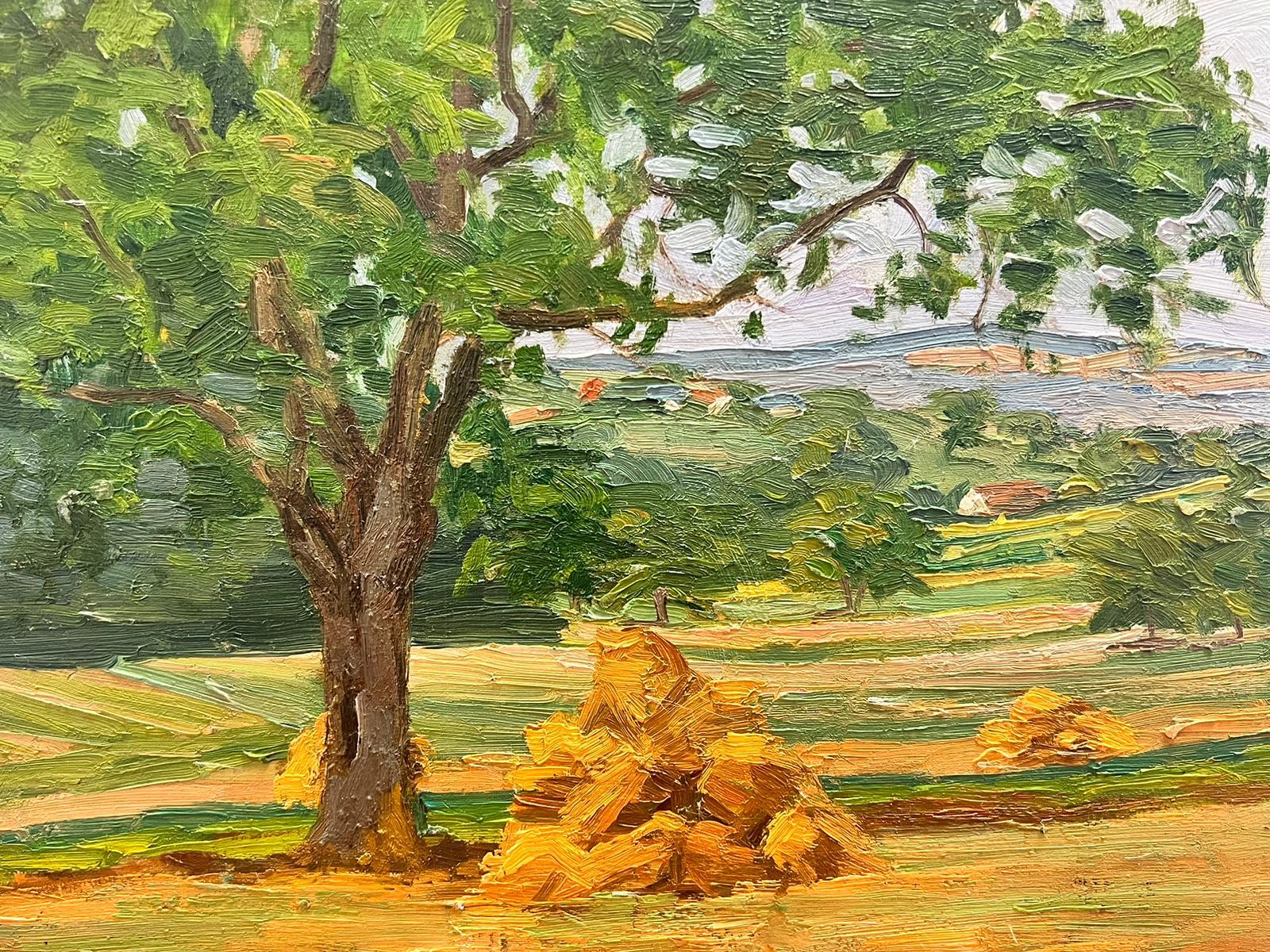1930's French Post Impressionist Oil Painting Haystack under Tree Landscape  For Sale 3
