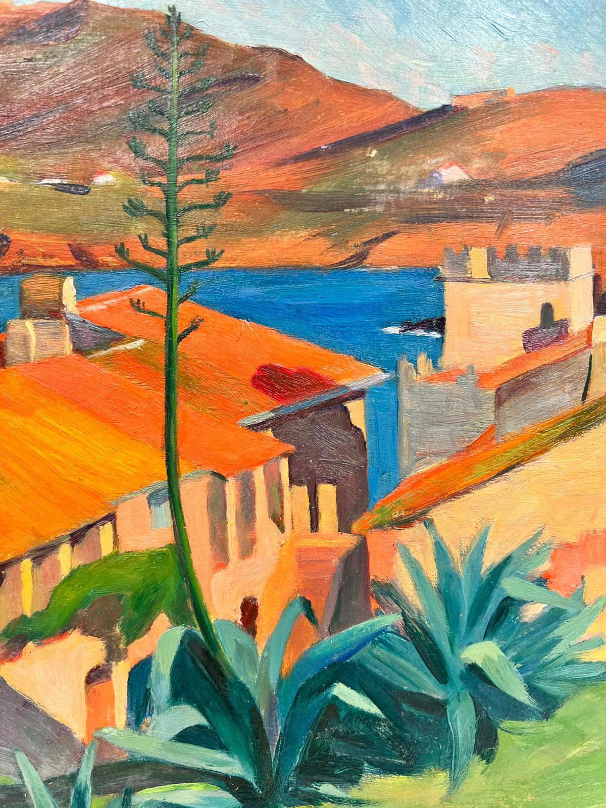 Artist/ School: Suzanne Crochet (French c. 1930), female French Impressionist artist

Title: Orange Roofs, Green Plants (coastal scene in France). 

Medium: oil on board, unframed 

board: 13 x 9 inches

Provenance: private collection,