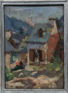 1930's French Post Impressionist Oil Painting - Provencal Cottage in Landscape