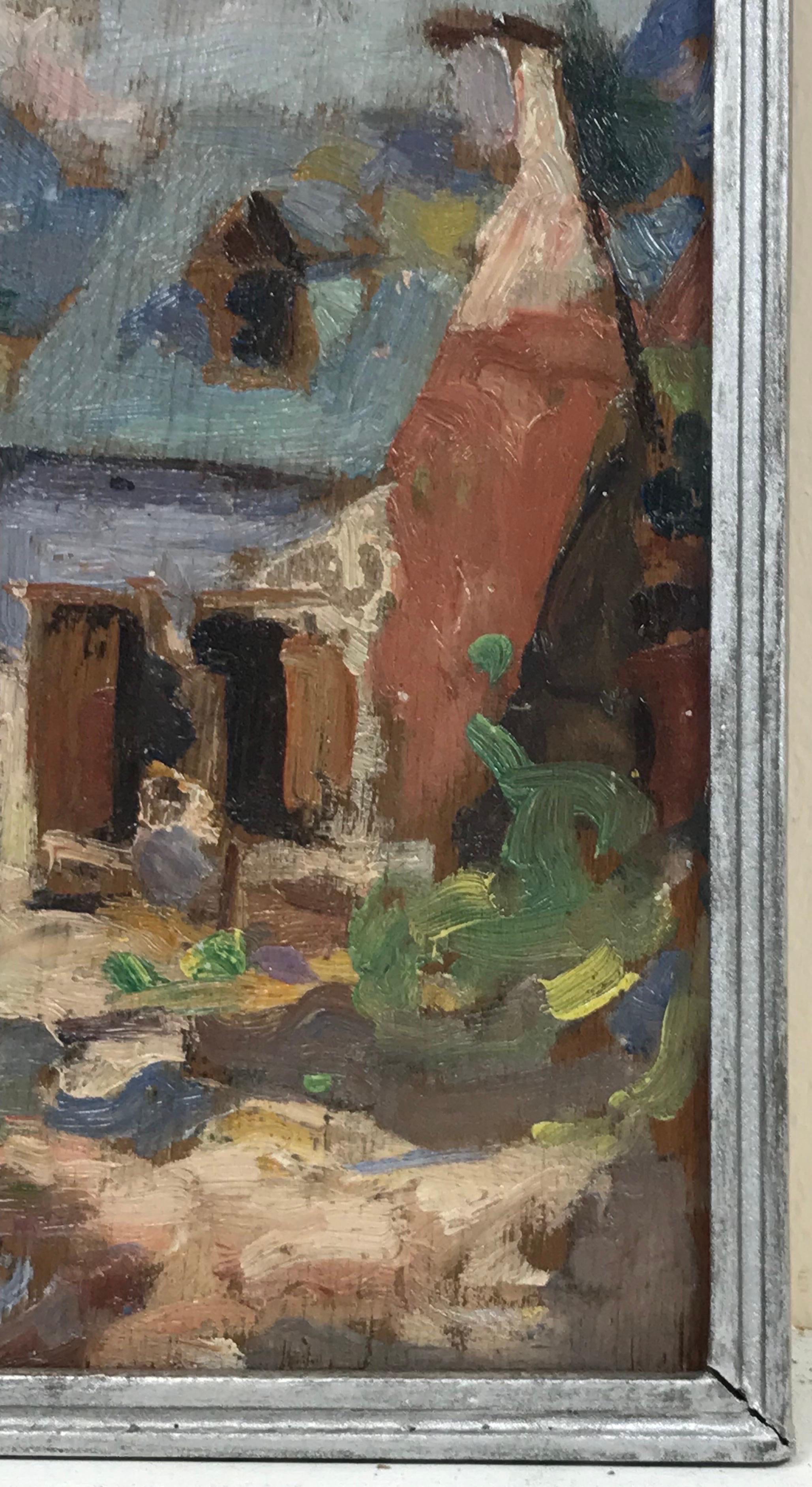 Artist/ School: Suzanne Crochet (French c. 1930), female French Impressionist artist

Title:  The Provencal Cottage

Medium: signed oil on board, framed

Size:

framed: 9.5 x 6.75 inches
board: 8.75 x 6.25 inches

Provenance: private collection,