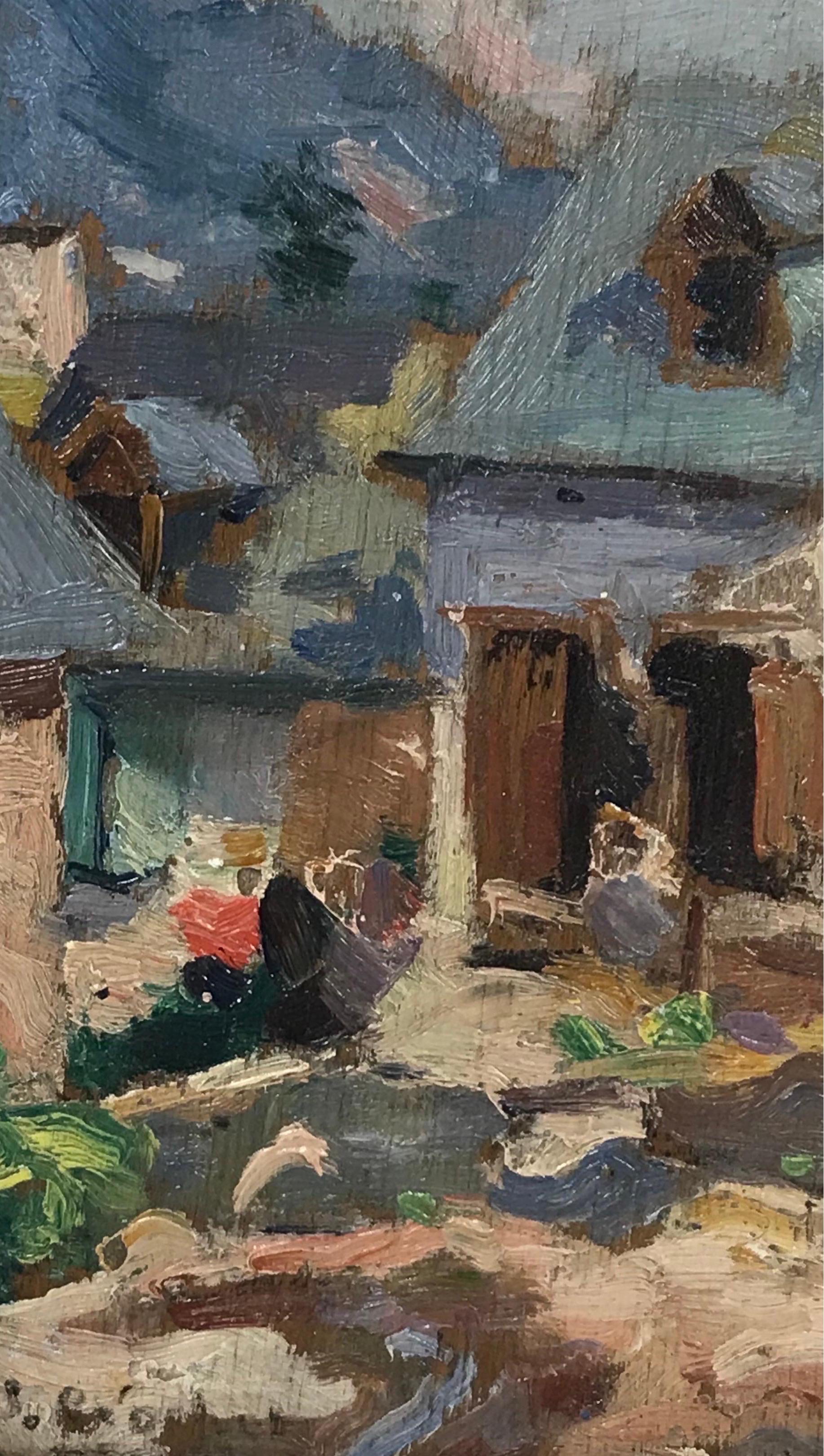 1930's French Post Impressionist Oil Painting - Provencal Cottage in Landscape 1