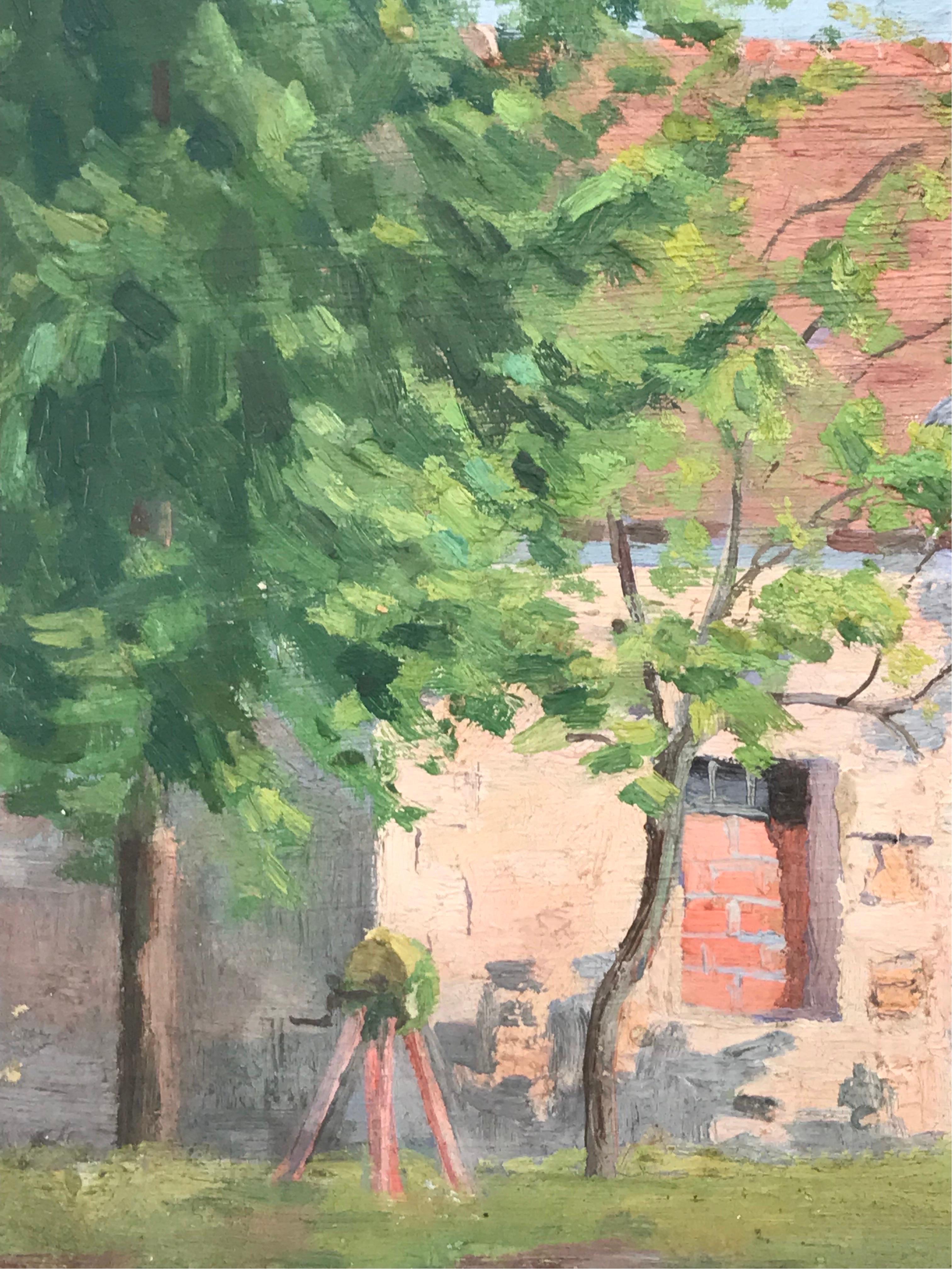 Französisches postimpressionistisches Ölgemälde, Provence, Landhaus in Landschaft, 1930er Jahre 2