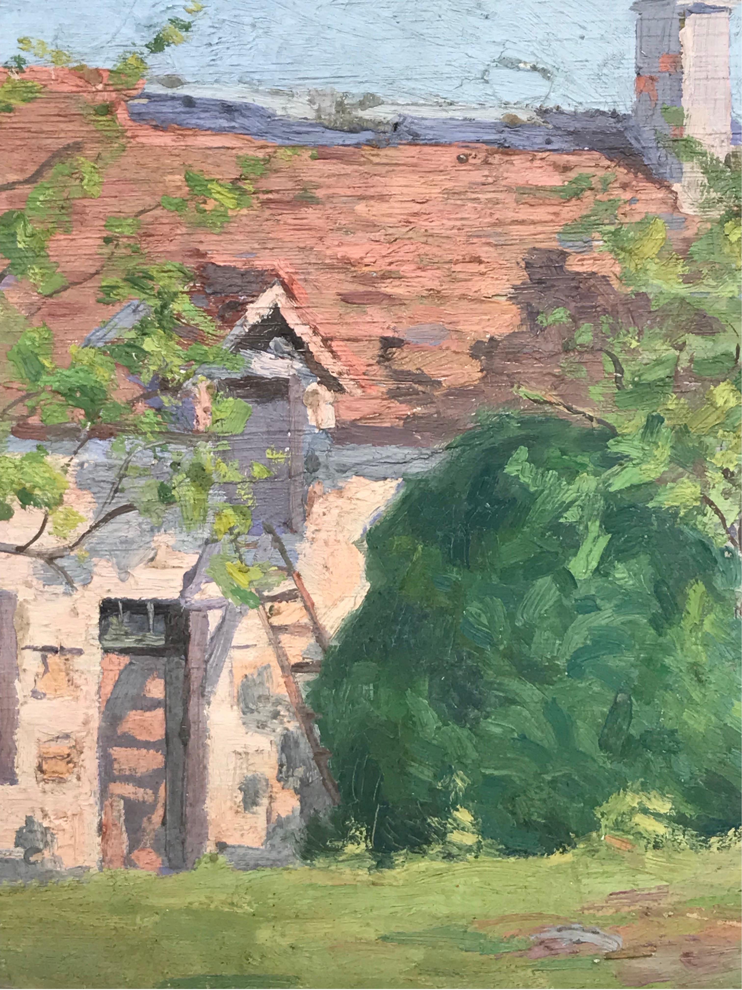Französisches postimpressionistisches Ölgemälde, Provence, Landhaus in Landschaft, 1930er Jahre 3