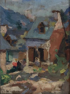 1930's French Post Impressionist Oil Painting - Provencal Cottage in Landscape