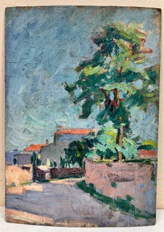 Peinture  l'huile post-impressionniste franaise des annes 1930 - Provencal Summer Village Lane