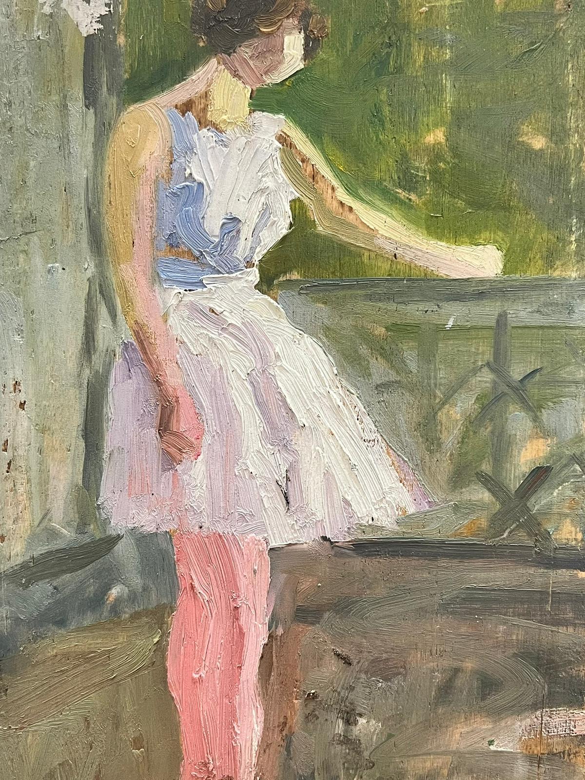 Artist/ School: Suzanne Crochet (French c. 1930), French Impressionist artist

Title: the Ballerina

Medium: oil on board, unframed and double sided work

board: 13 x 9.5 inches

Provenance: private collection, France

Condition: The painting is in