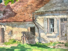 1930's French Post Impressionist Oil Painting - Stone Cottage With Small steps