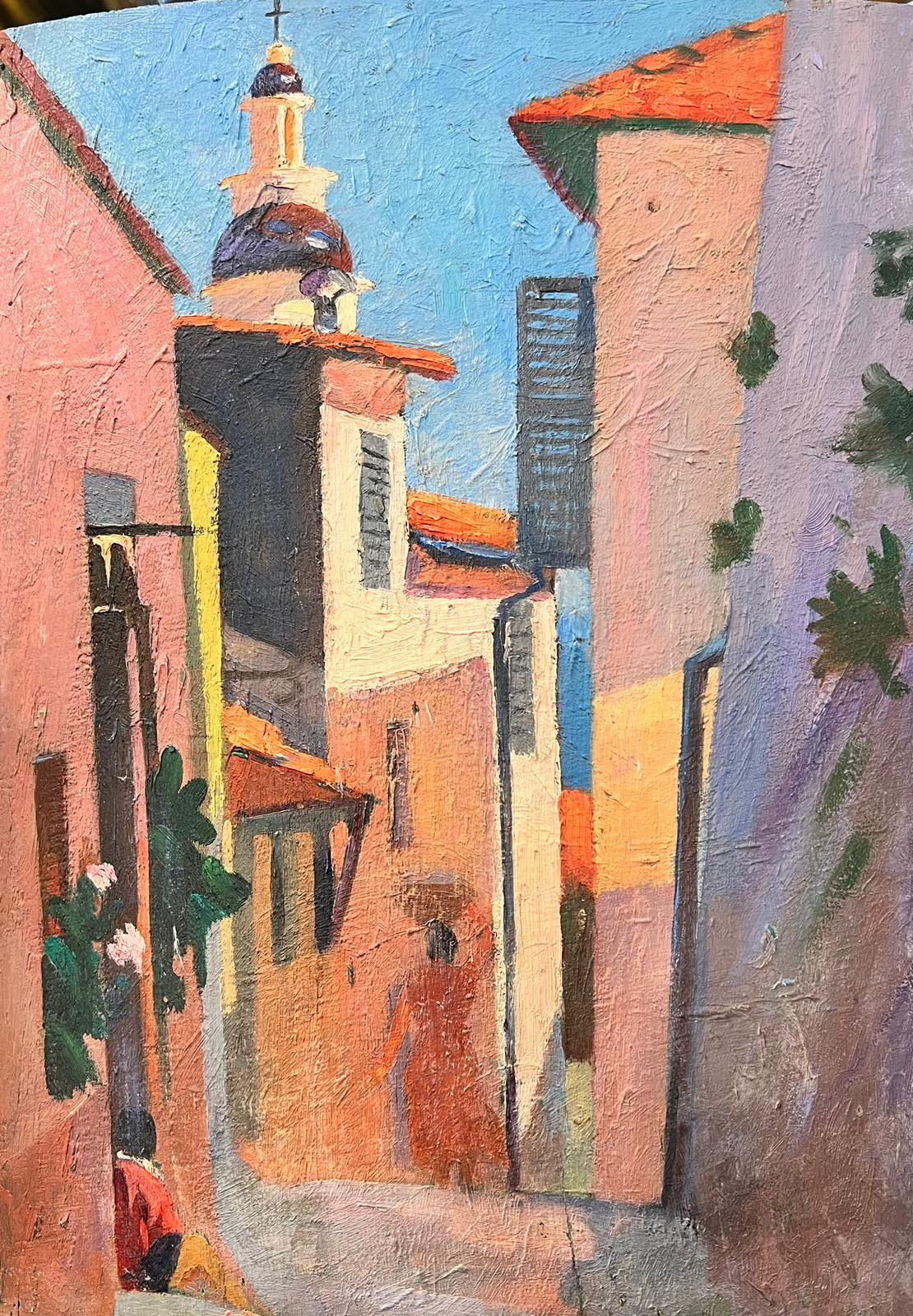 Suzanne Crochet Landscape Painting - Provencal Sunny Old Town 1930's French Post Impressionist Oil Painting