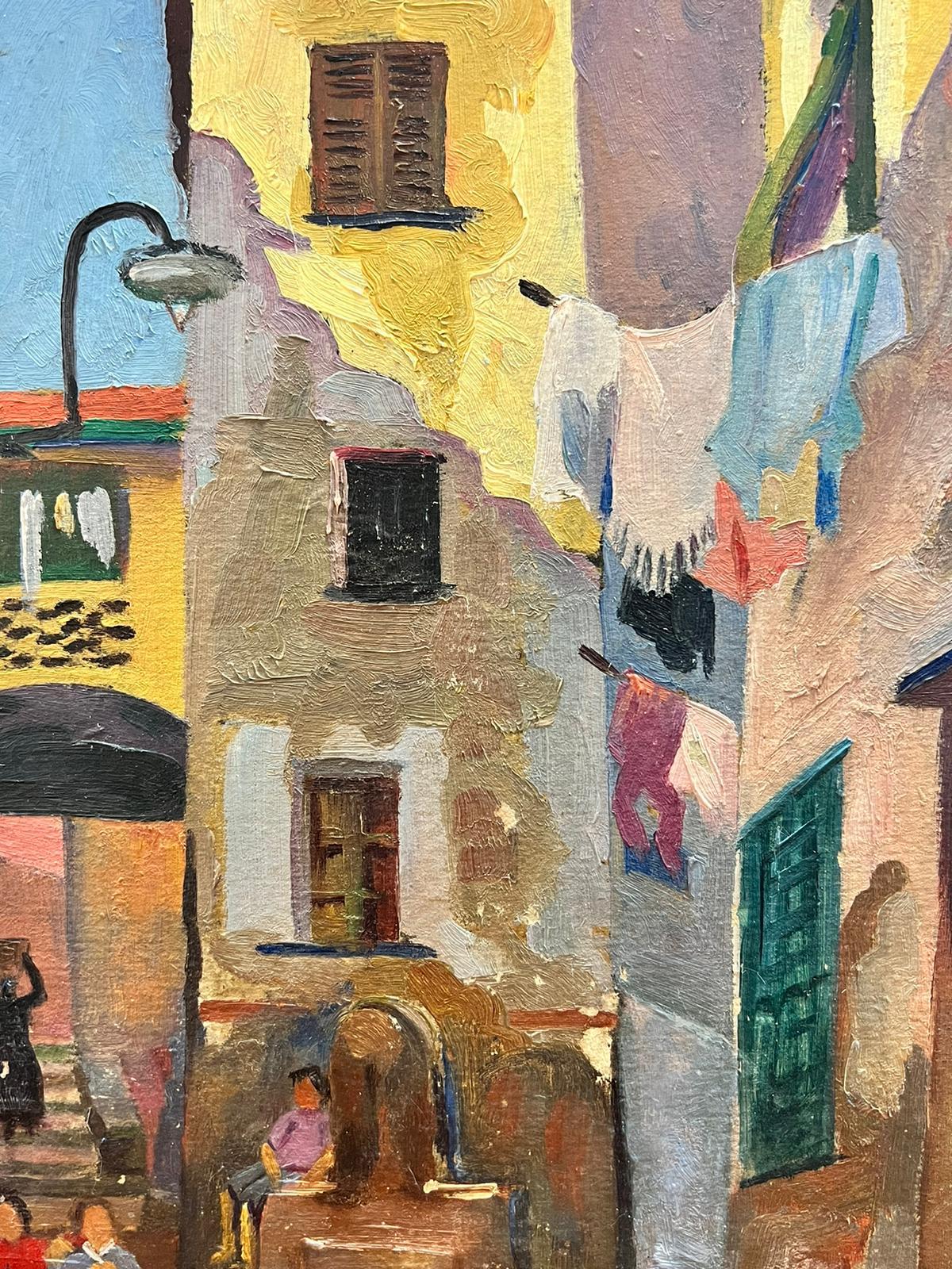 South of France Old Town 1930's French Post Impressionist Oil Painting 1