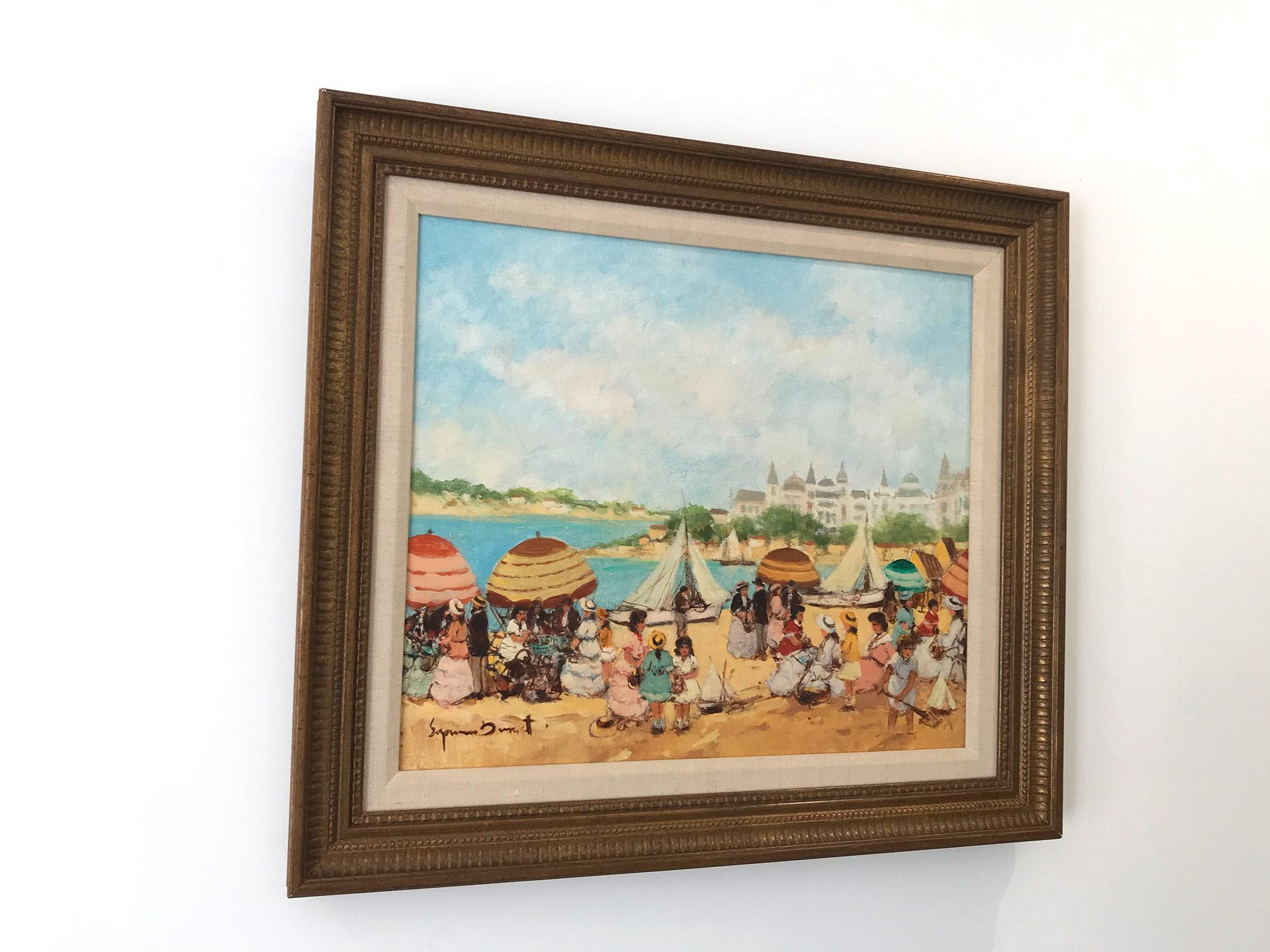 Impressionistisches Ölgemälde auf Leinwand „Sommertag in Nizza“ Französische Strandszene im Angebot 13