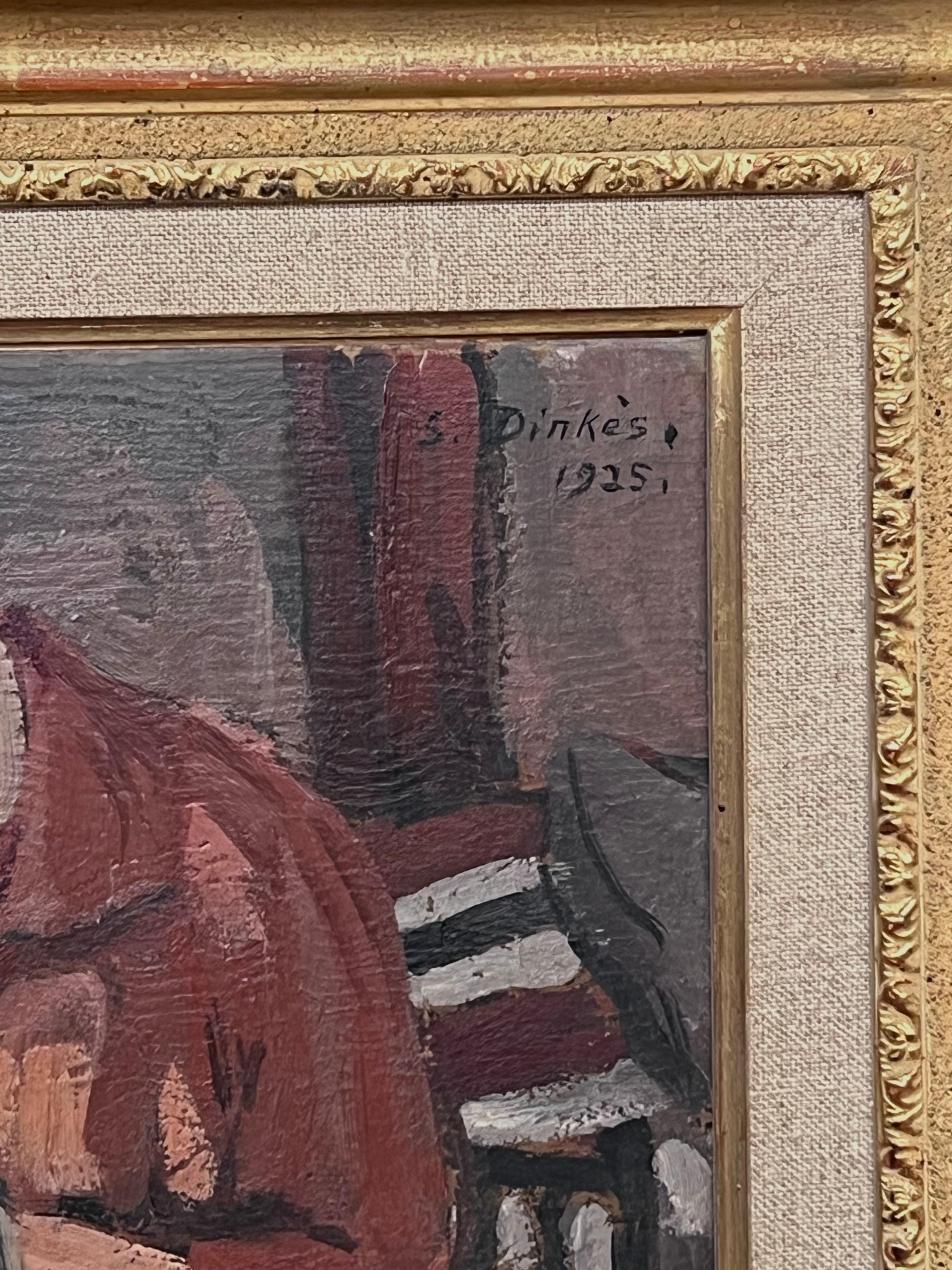 Französisches impressionistisches signiertes Ölgemälde einer sitzenden Dame in Innenarbeit, Französisch, 1920er Jahre im Angebot 1