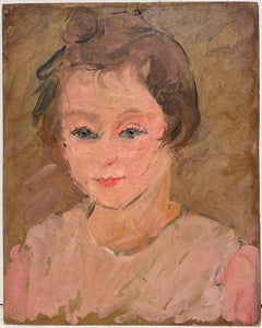 1930's French Oil Painting Double Sided Portrait Painting of Woman