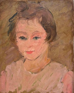 1930
s French Oil Painting Double Sided Portrait Painting of Woman