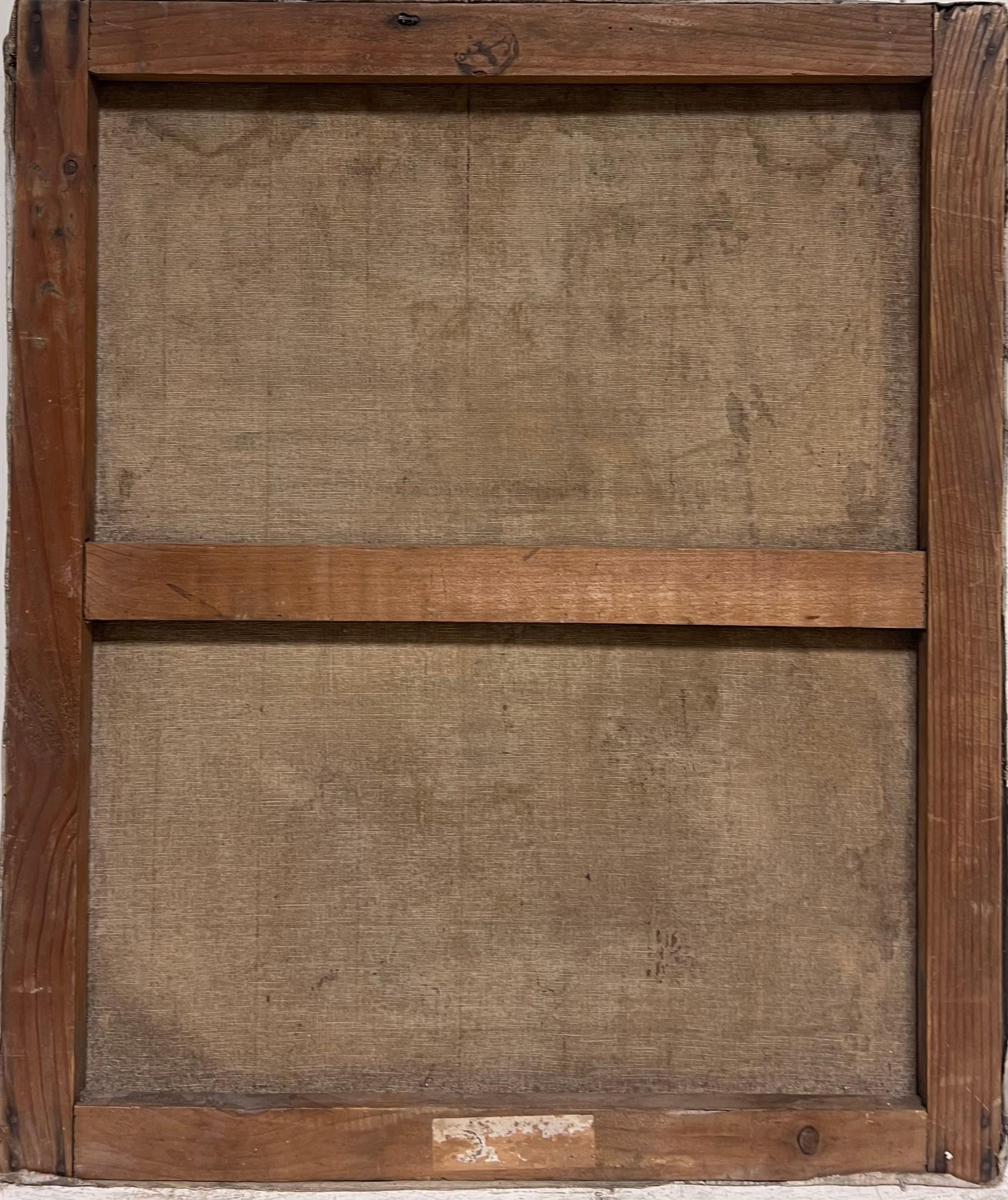 1930's French Post Impressionist Oil Painting Portrait of Seated Nude Lady Model For Sale 5