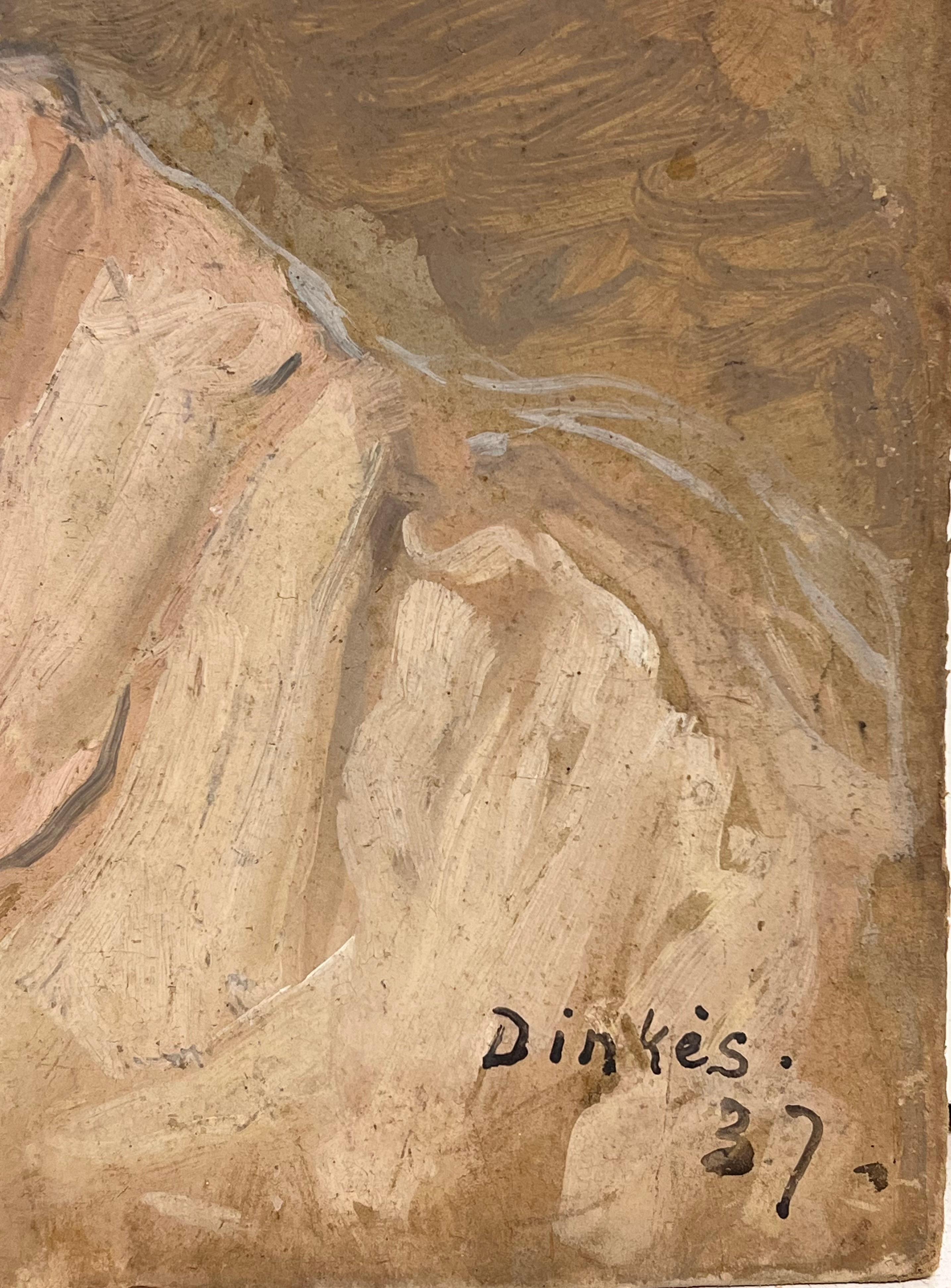 1930's Pintura al óleo francesa firmada Cabeza y hombros Retrato joven dama en venta 1