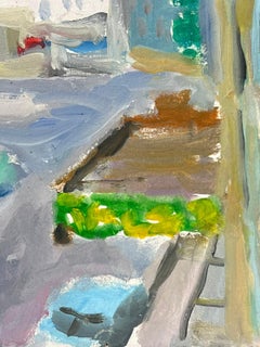 20th Century French Post-Impressionist Oil Village Street Scene in France