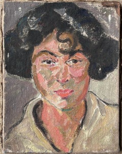 Dunkelhaarige Dame mit starken Gesichtszügen Französischer Impressionismus aus der Mitte des Jahrhunderts