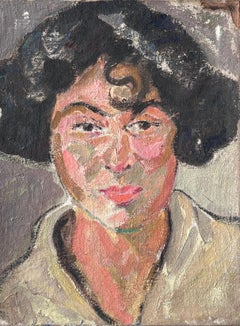 Dunkelhaarige Dame mit starken Gesichtszügen Französischer Impressionismus aus der Mitte des Jahrhunderts