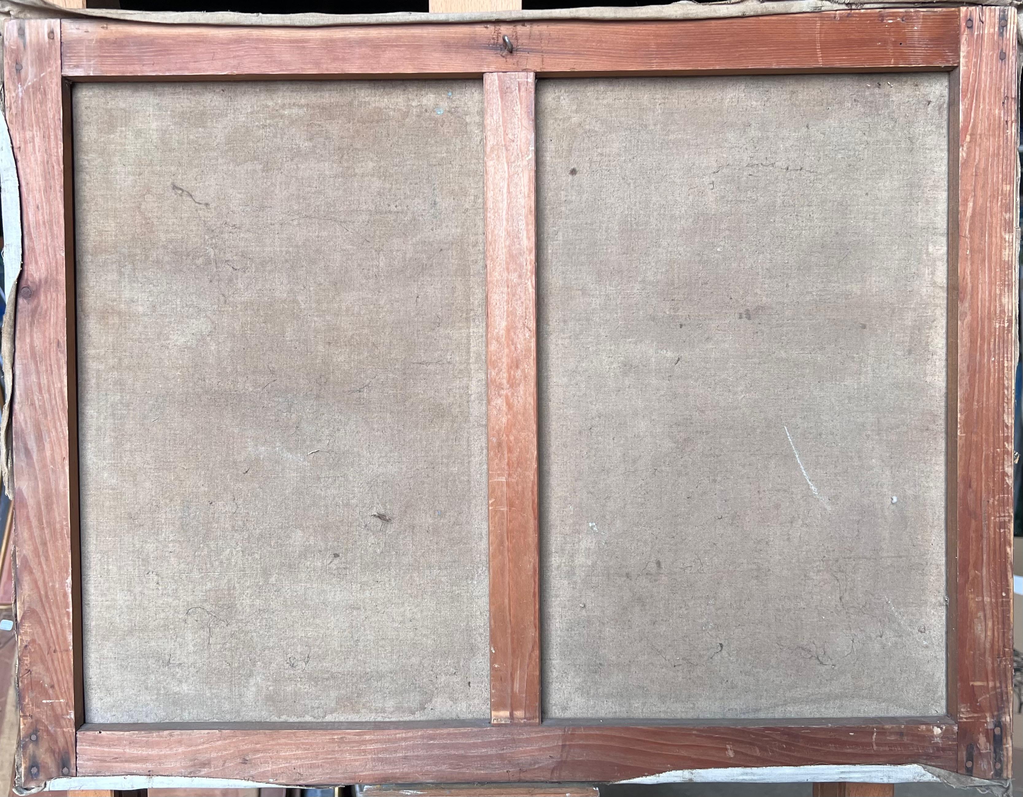 Grauer Stein Brücke Bogen Brücke Boot Kanal Französisch Impressionist Malerei im Angebot 5