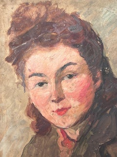Mid Century French Impressionist Oil Head & Shoulders Portrait Vintage Style