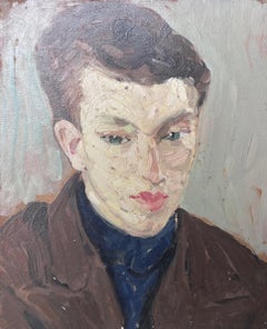 Mid Century French Impressionist Oil Portrait of Vintage Fashion Style Figure