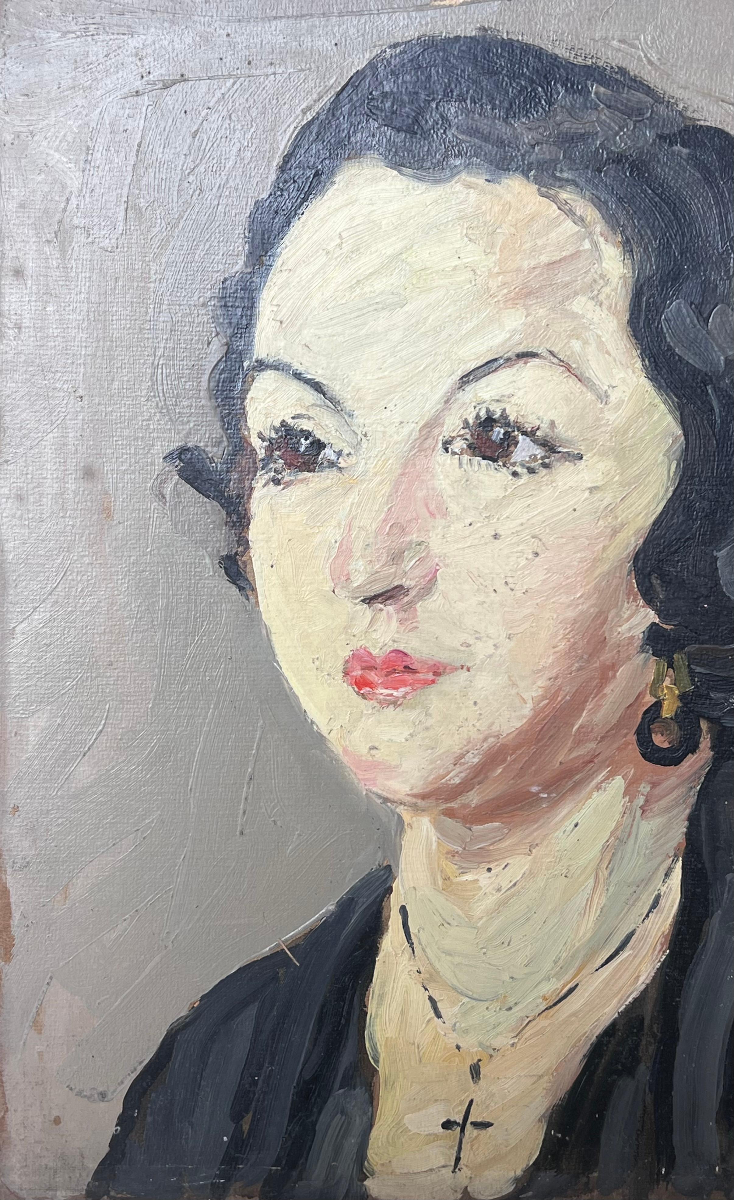 Doppelseitiges Porträt
Künstler/Schule: Suzanne Dinkés (Französisch, 1895 - 1984)
Medium: Öl auf Karton, ungerahmt
Größe: 16 x 13 Zoll
doppelseitig
Provenienz: Privatsammlung, Frankreich
Zustand: Das Gemälde ist in einem insgesamt sehr guten und