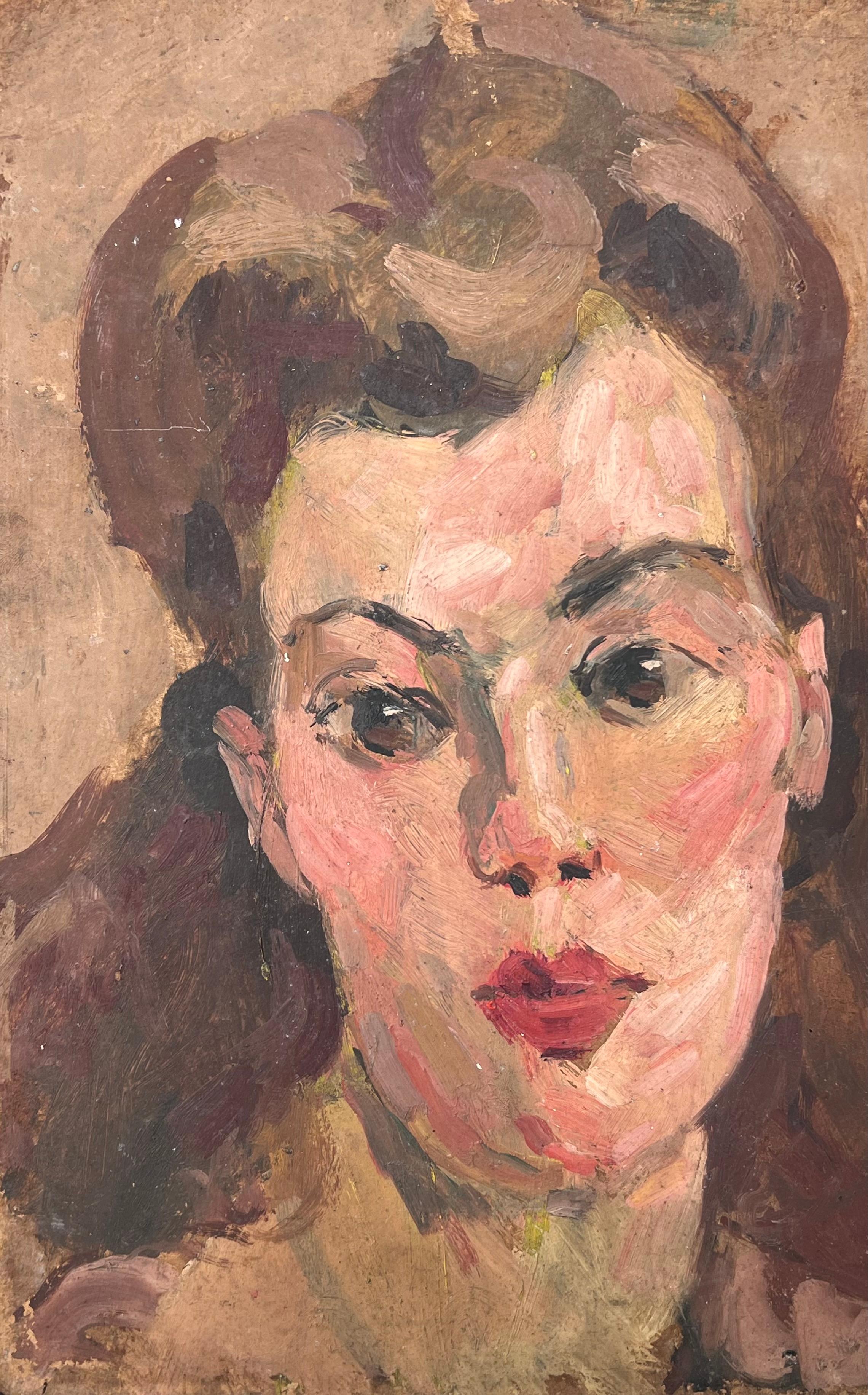 Porträt einer Frau
Künstler/Schule: Suzanne Dinkés (Französisch, 1895 - 1984)
Medium: Öl auf Karton, ungerahmt
Größe: 13 x 9,5 Zoll
Provenienz: Privatsammlung, Frankreich
Zustand: Das Gemälde ist in einem insgesamt sehr guten und soliden Zustand.
 