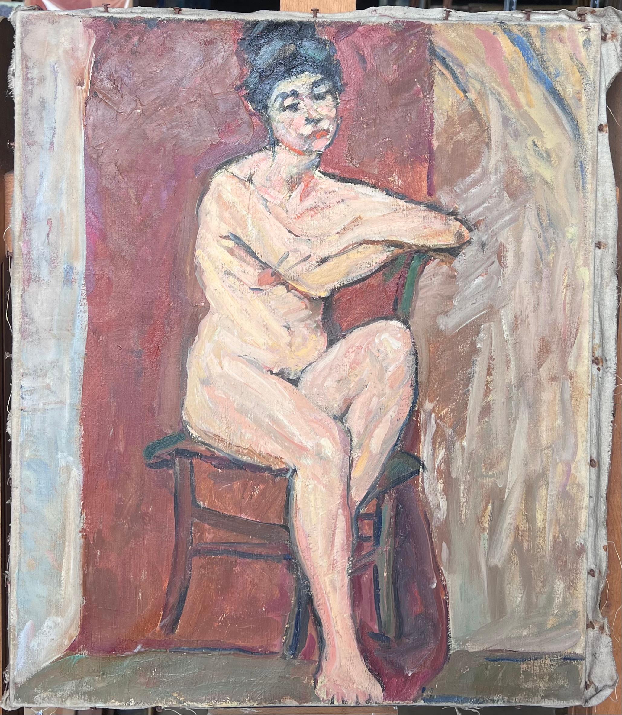 Französisches impressionistisches Gemälde aus der Mitte des Jahrhunderts – Painting von Suzanne Dinkes